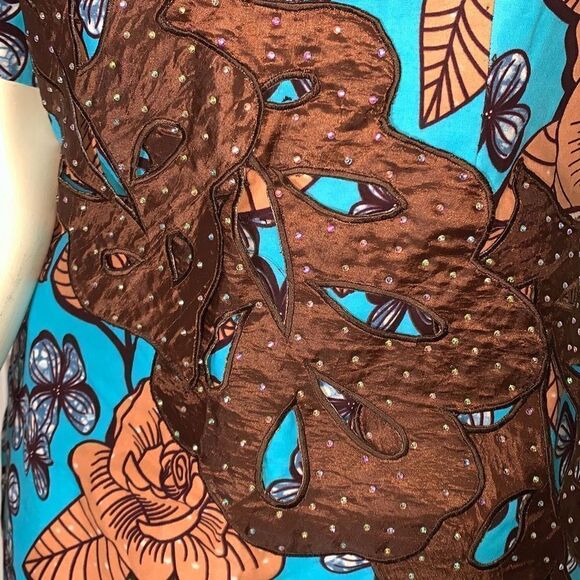 Vintage Bold Floral Mod Dress With Appliqué Size Medium - Picture 6 of 15